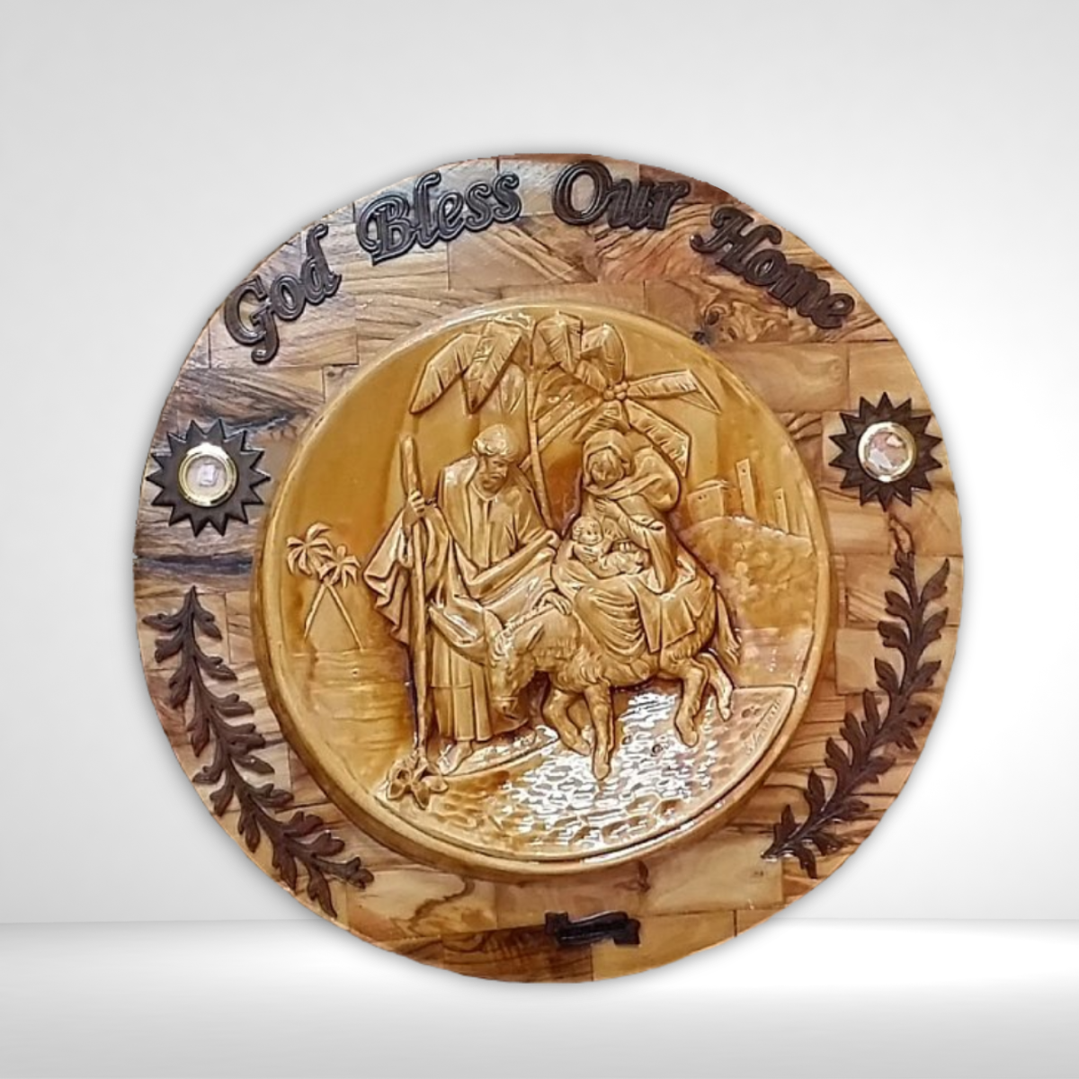 The Holy Family Framed In Olive Wood